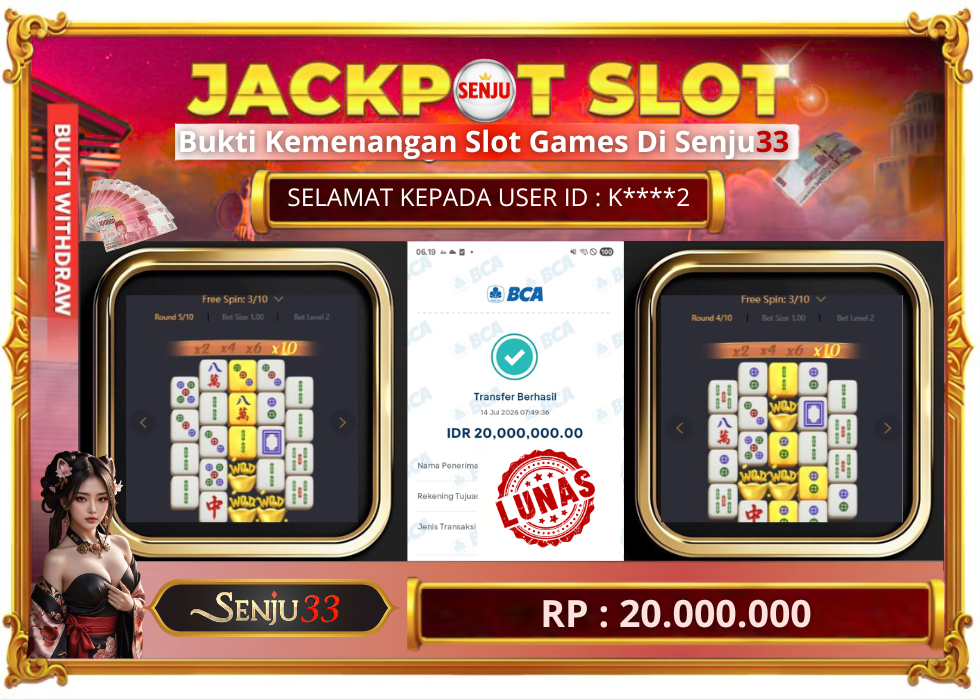 🎰 SENJU33 JACKPOT SLOT Rp. 20.000.000 LUNAS 🎉