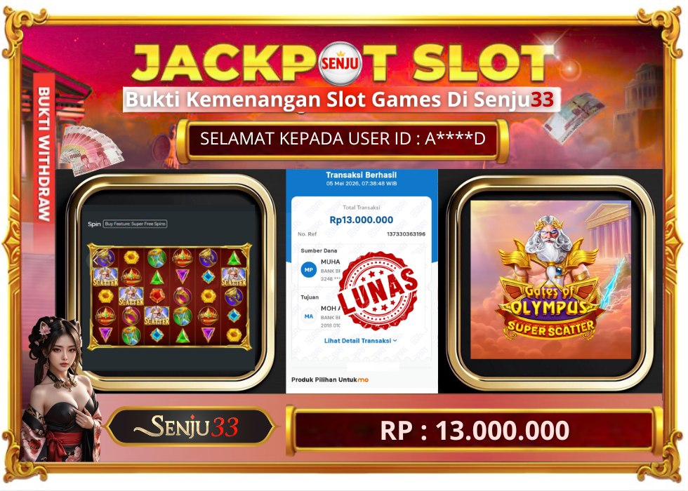 🎰 SENJU33 JACKPOT SLOT Rp. 13.000.000 LUNAS 🎉