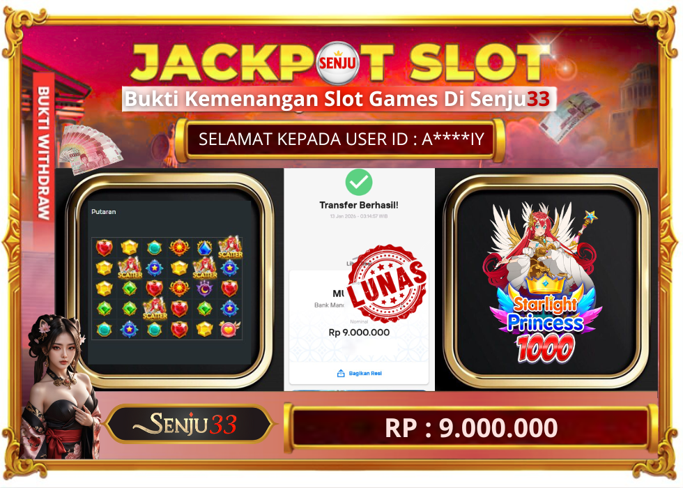 🎰 SENJU33 JACKPOT SLOT Rp. 9.000.000 LUNAS 🎉