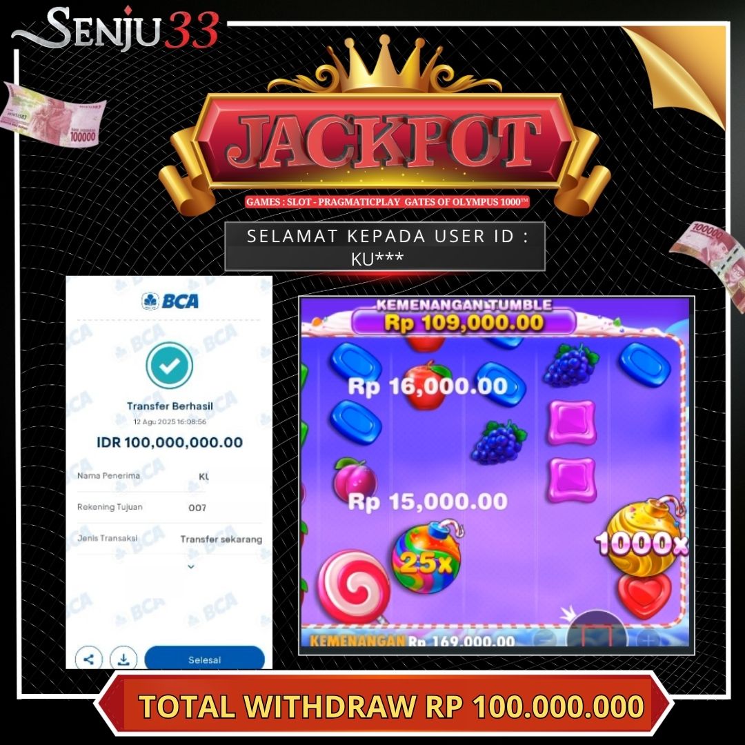 🎰 SENJU33 JACKPOT SLOT Rp. 100.000.000 LUNAS 🎉