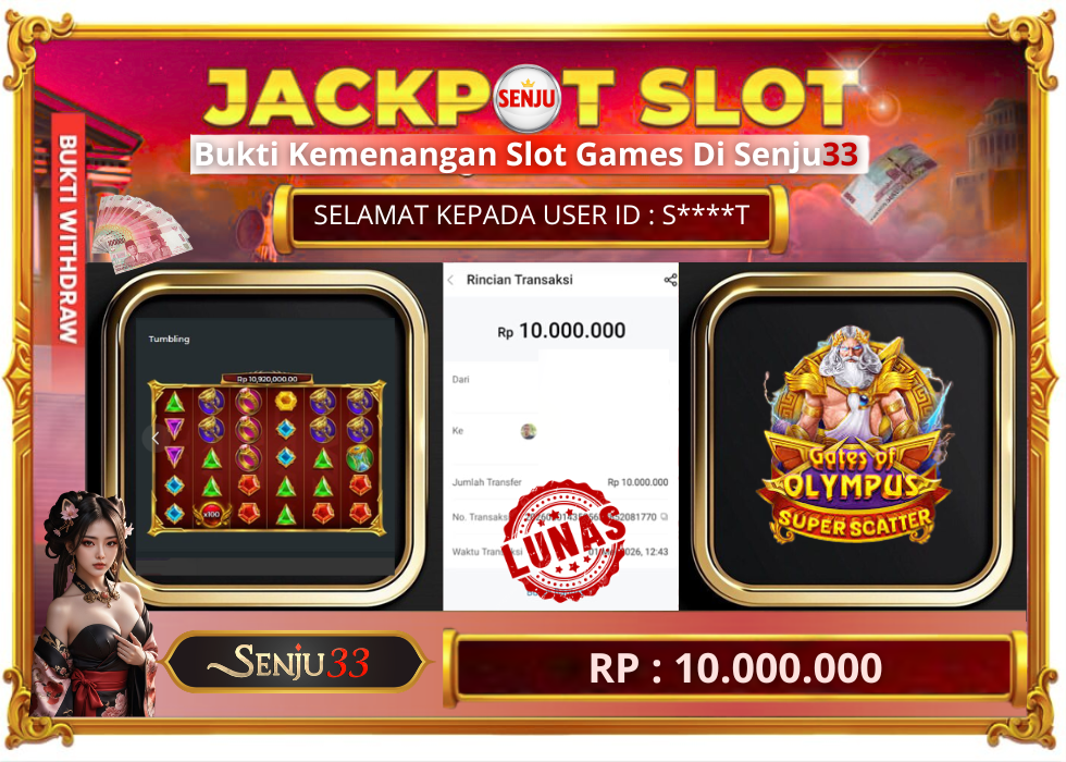 🎰 SENJU33 JACKPOT SLOT Rp. 10.000.000 LUNAS 🎉