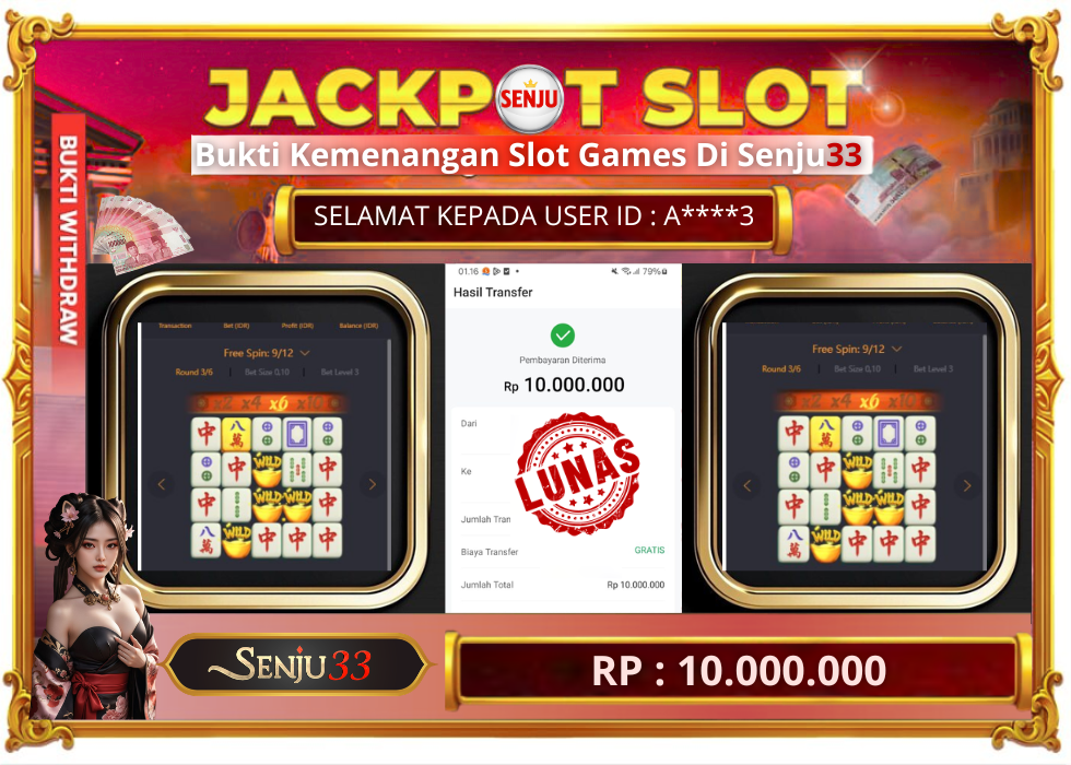 🎰 SENJU33 JACKPOT SLOT Rp. 10.000.000 LUNAS 🎉