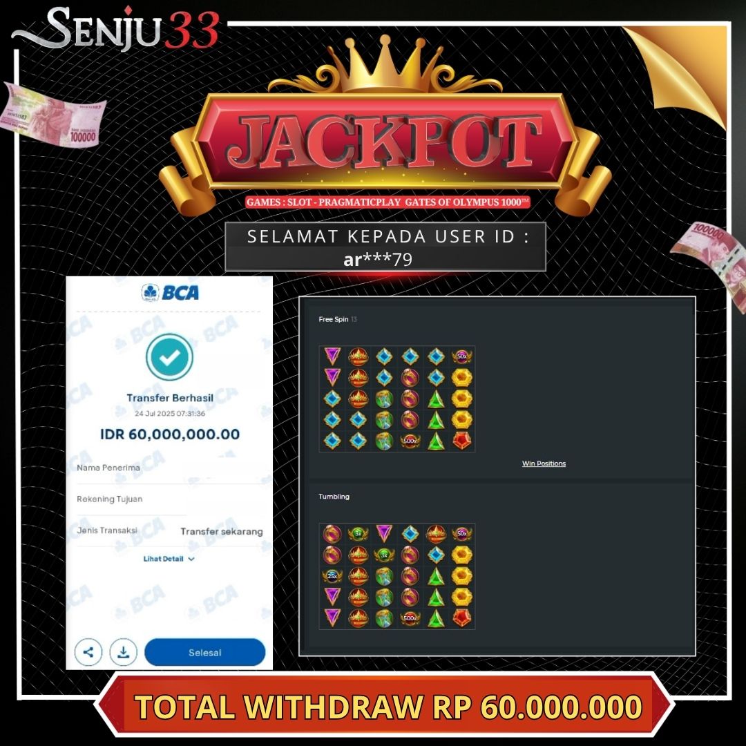 🎰 SENJU33 JACKPOT SLOT Rp. 60.000.000 LUNAS 🎉