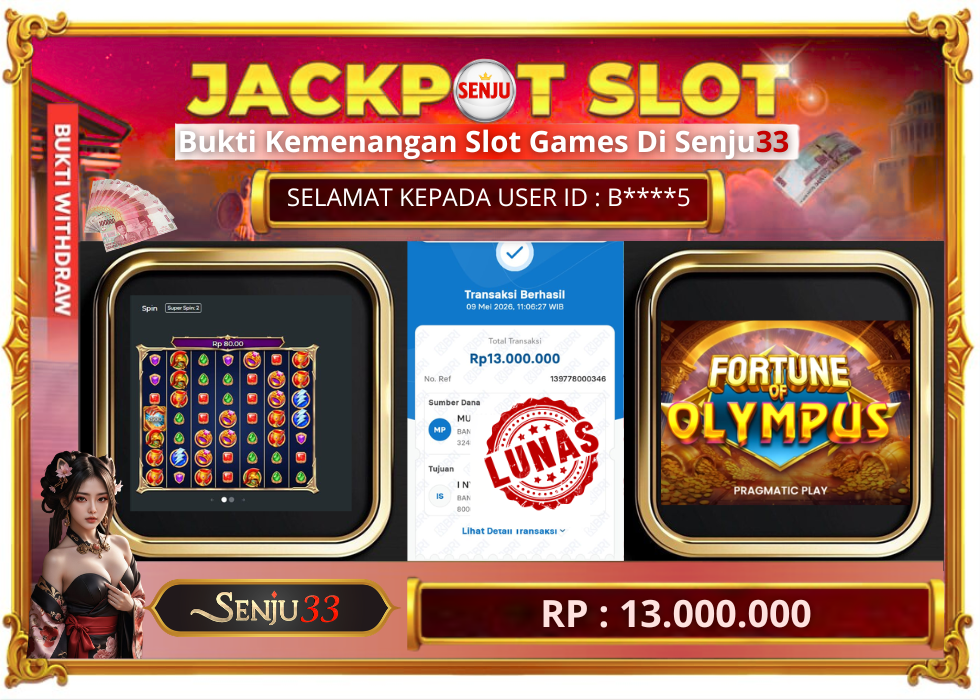 🎰 SENJU33 JACKPOT SLOT Rp. 13.000.000 LUNAS 🎉