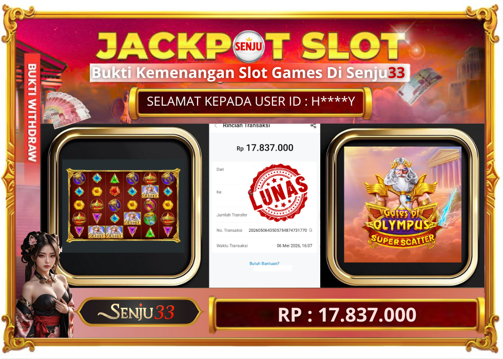🎰 SENJU33 JACKPOT SLOT Rp. 17.837.000 LUNAS 🎉