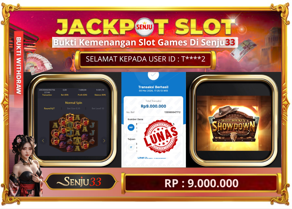 🎰 SENJU33 JACKPOT SLOT Rp. 9.000.000 LUNAS 🎉